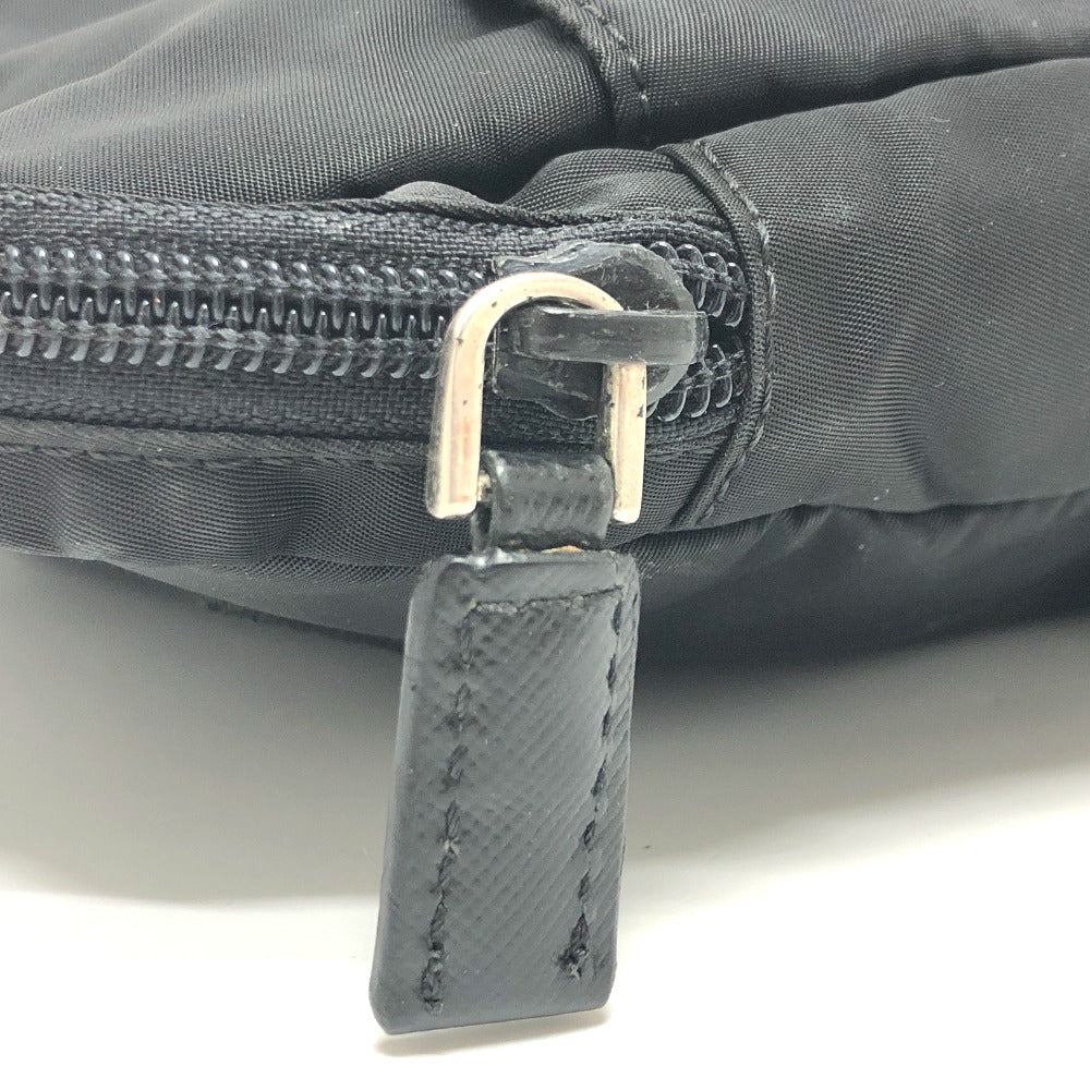 PRADA Clutch bag Nylon black Triangular plate