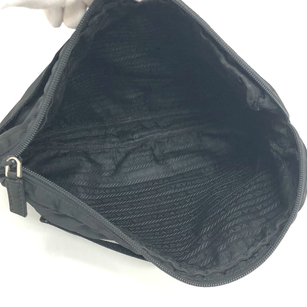 PRADA Clutch bag Nylon black Triangular plate
