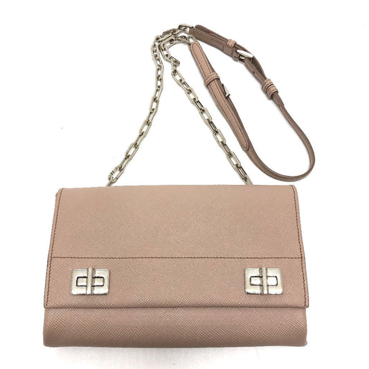 PRADA Shoulder Bag BT955X Safiano leather beige logo/shoulder ChainShoulder