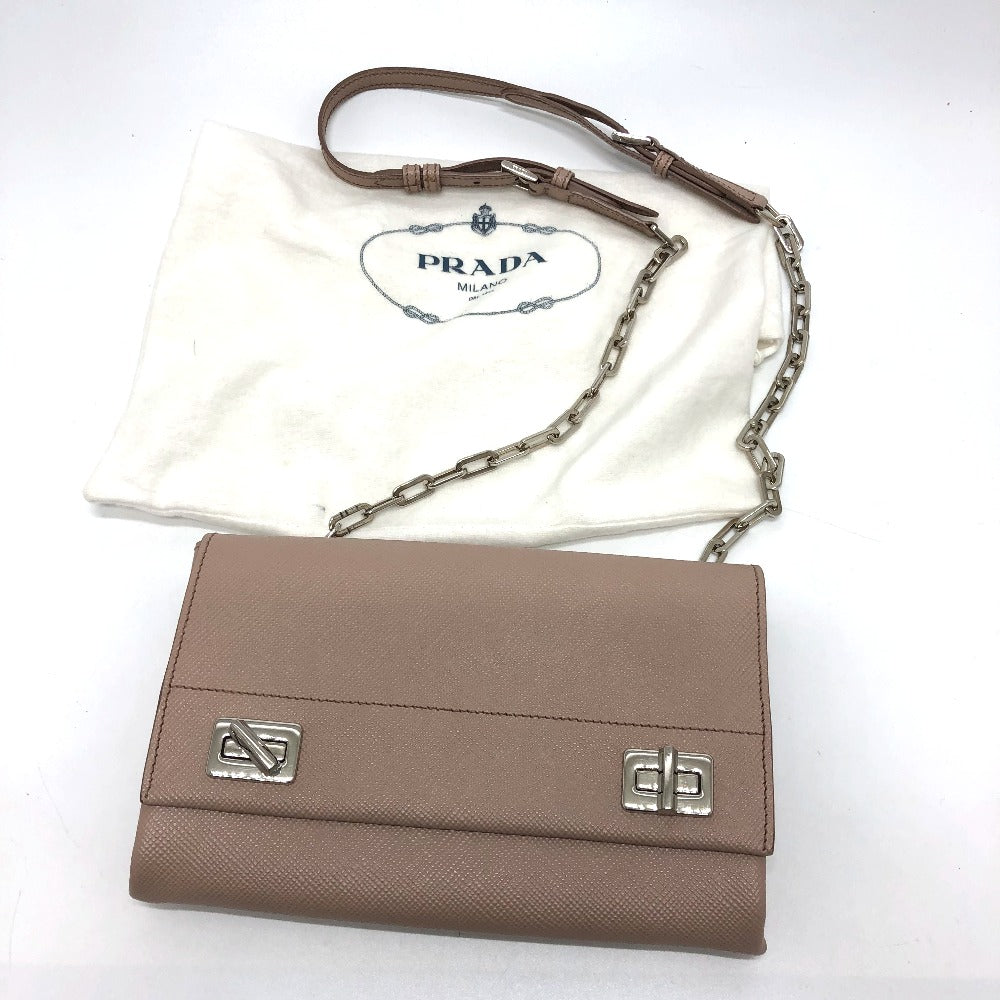 PRADA Shoulder Bag BT955X Safiano leather beige logo/shoulder ChainShoulder