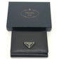 PRADA Trifold wallet M176A Safiano leather black triangle plate Women Used Authentic