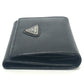 PRADA Trifold wallet M176A Safiano leather black triangle plate Women Used Authentic