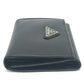 PRADA Trifold wallet M176A Safiano leather black triangle plate Women Used Authentic