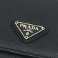 PRADA Trifold wallet M176A Safiano leather black triangle plate Women Used Authentic