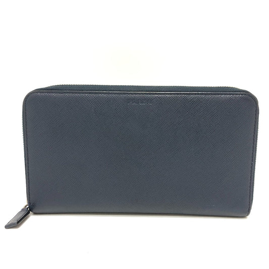 PRADA Long Wallet Purse 2ML188 Safiano leather blue logo unisex(Unisex) Used Authentic