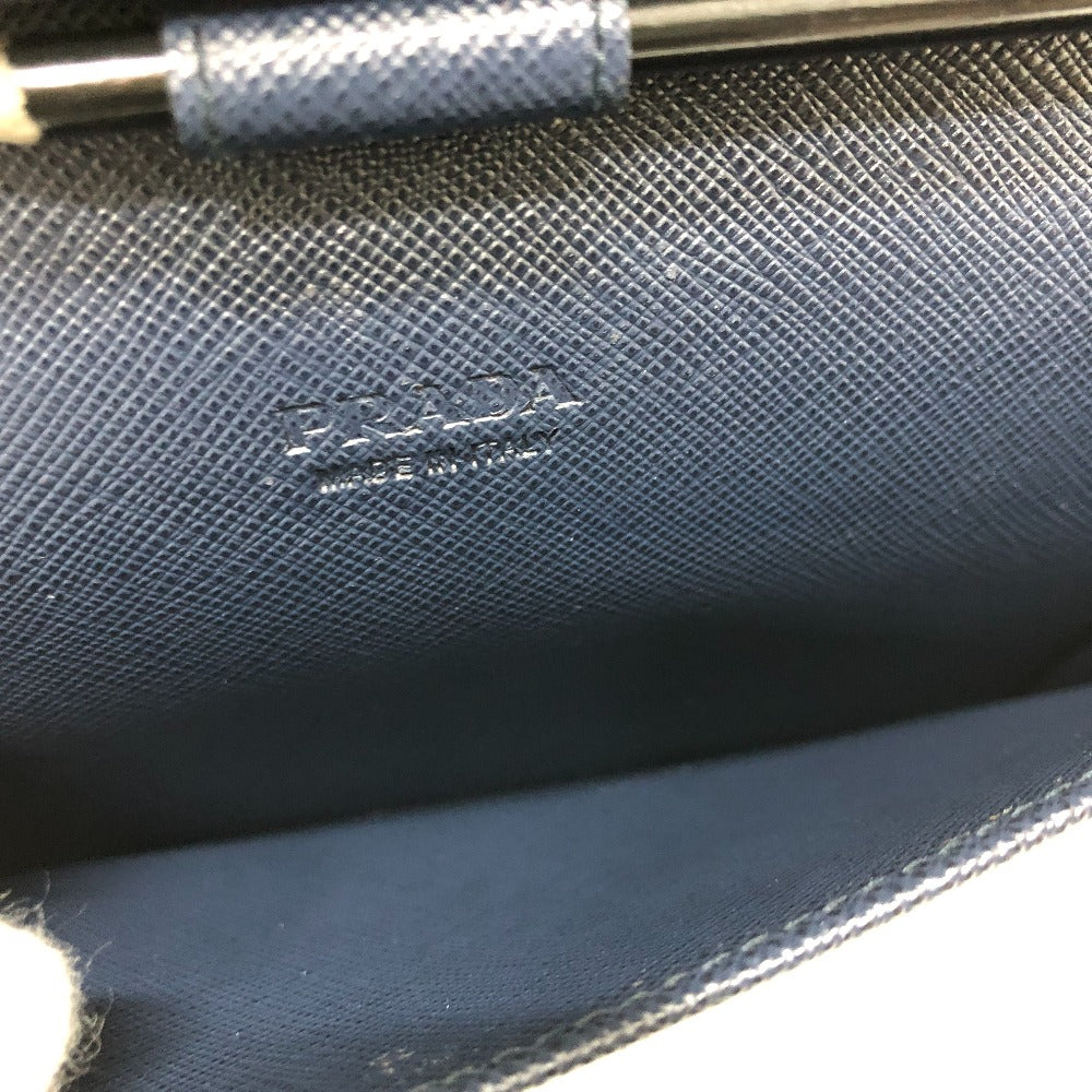 PRADA Long Wallet Purse 2ML188 Safiano leather blue logo unisex(Unisex) Used Authentic