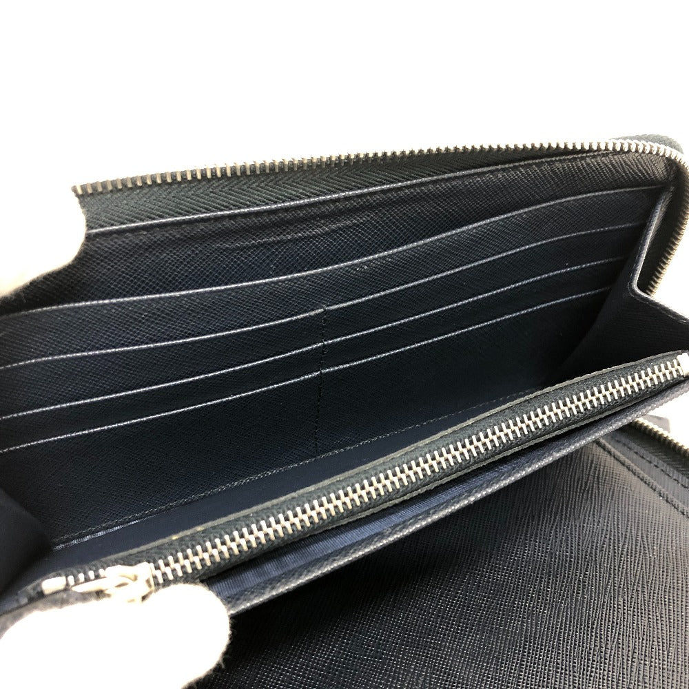 PRADA Long Wallet Purse 2ML188 Safiano leather blue logo unisex(Unisex) Used Authentic