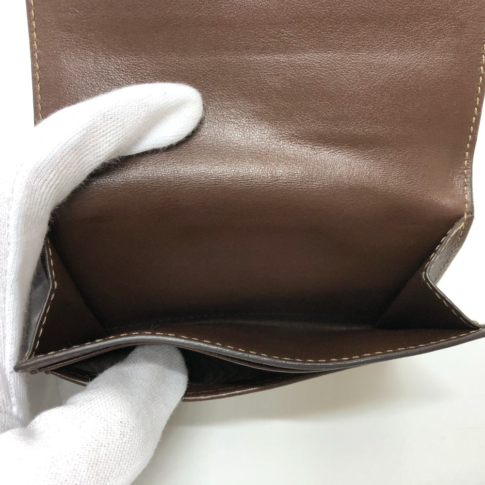 PRADA Trifold wallet 1MH523 Jacquard Brown ribbon logo Women Used Authentic