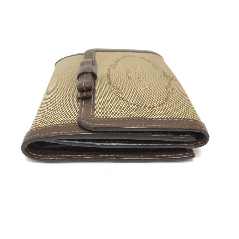 PRADA Trifold wallet 1MH523 Jacquard Brown ribbon logo Women Used Authentic