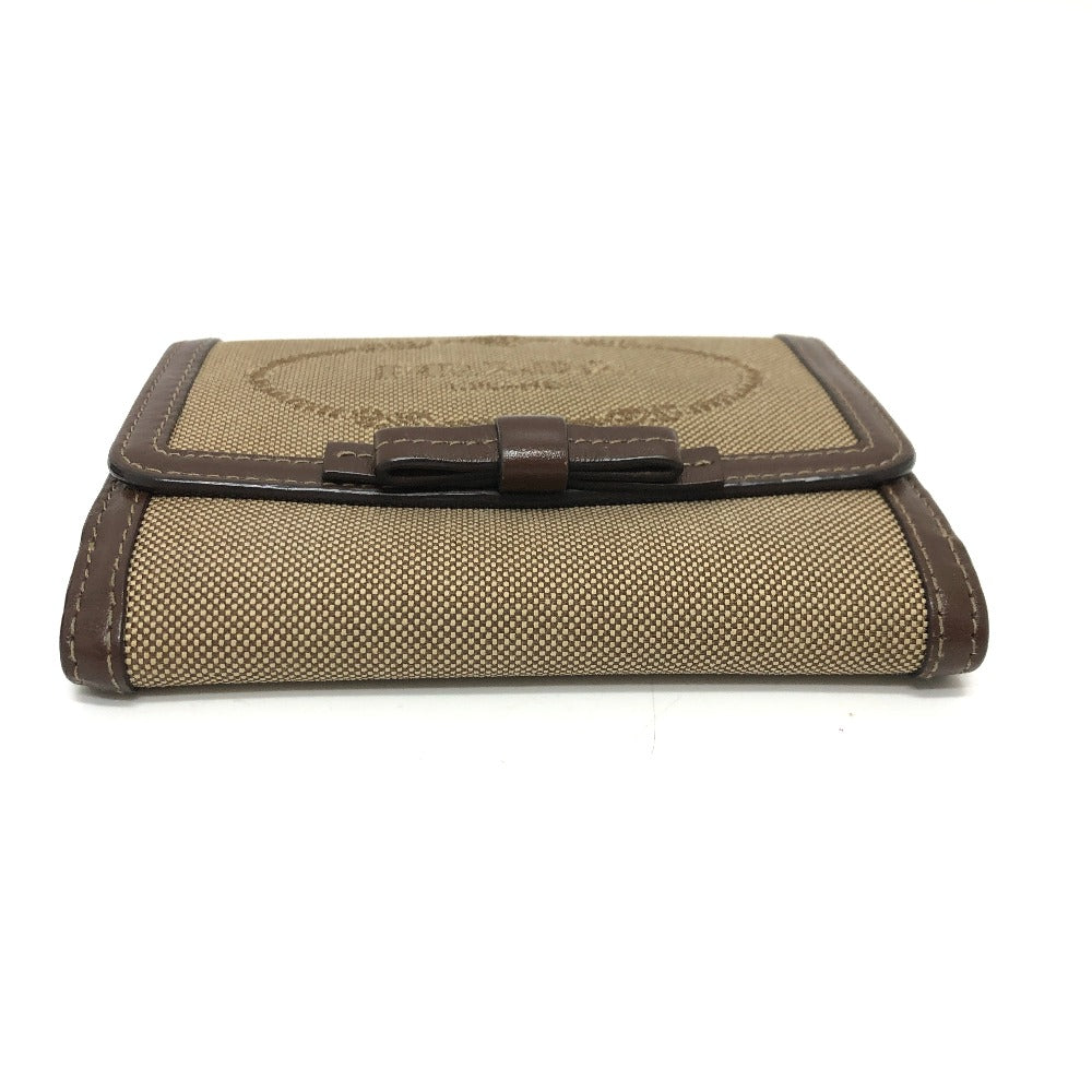 PRADA Trifold wallet 1MH523 Jacquard Brown ribbon logo Women Used Authentic