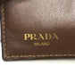 PRADA Trifold wallet 1MH523 Jacquard Brown ribbon logo Women Used Authentic