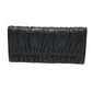 PRADA Long Wallet Purse 1M1132 leather black logo Gathered Women Used Authentic