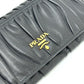 PRADA Long Wallet Purse 1M1132 leather black logo Gathered Women Used Authentic