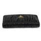 PRADA Long Wallet Purse 1M1132 leather black logo Gathered Women Used Authentic