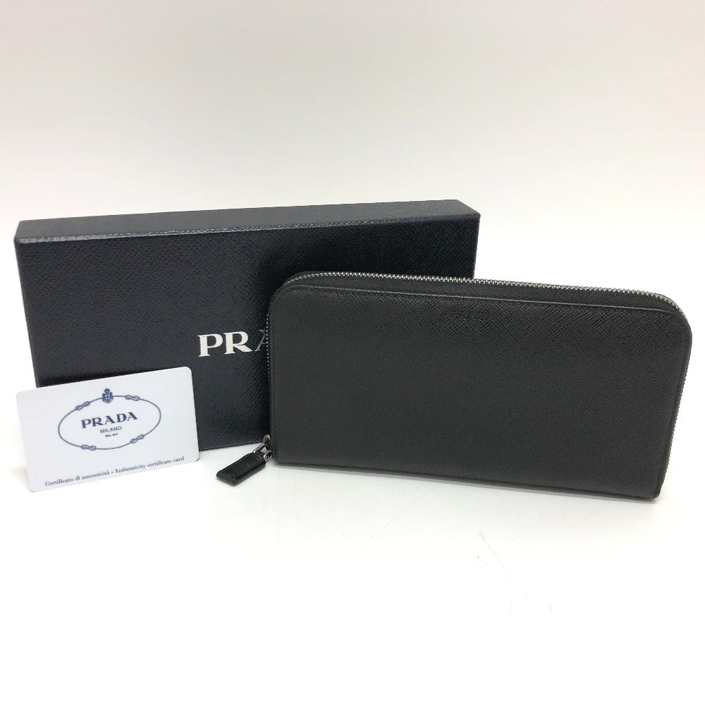 PRADA Long Wallet Purse 2ML317 Safiano leather black logo Women Used Authentic