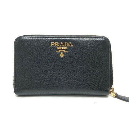 PRADA Long Wallet Purse 1ML157 leather black logo