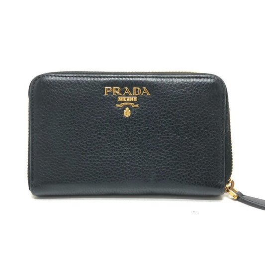 PRADA Long Wallet Purse 1ML157 leather black logo