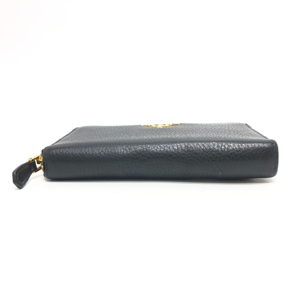 PRADA Long Wallet Purse 1ML157 leather black logo