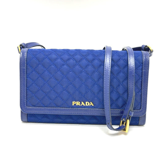 PRADA Shoulder Bag 1M1437 Nylon blue logo quilting Women Used Authentic