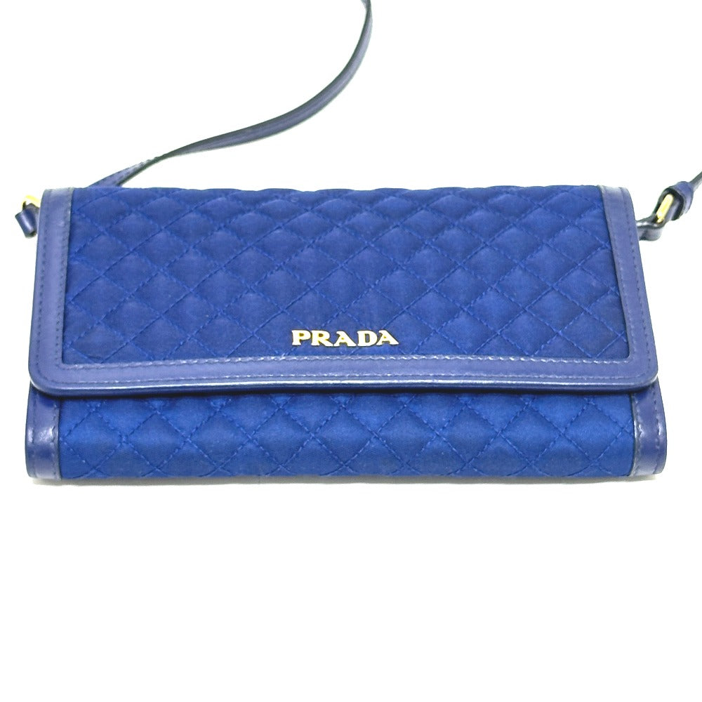 PRADA Shoulder Bag 1M1437 Nylon blue logo quilting Women Used Authentic