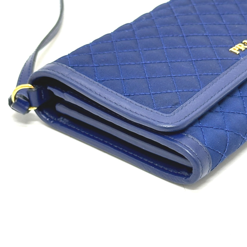 PRADA Shoulder Bag 1M1437 Nylon blue logo quilting Women Used Authentic