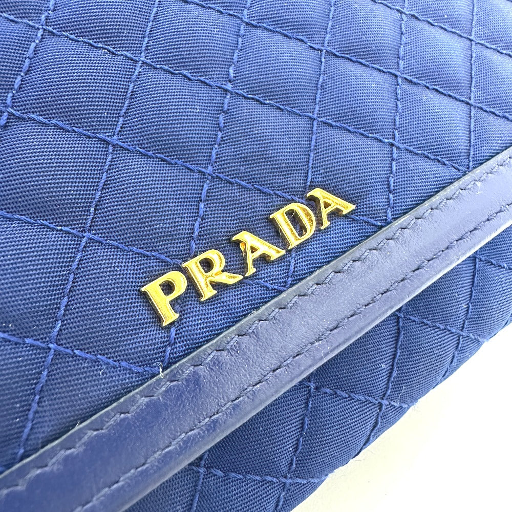 PRADA Shoulder Bag 1M1437 Nylon blue logo quilting Women Used Authentic