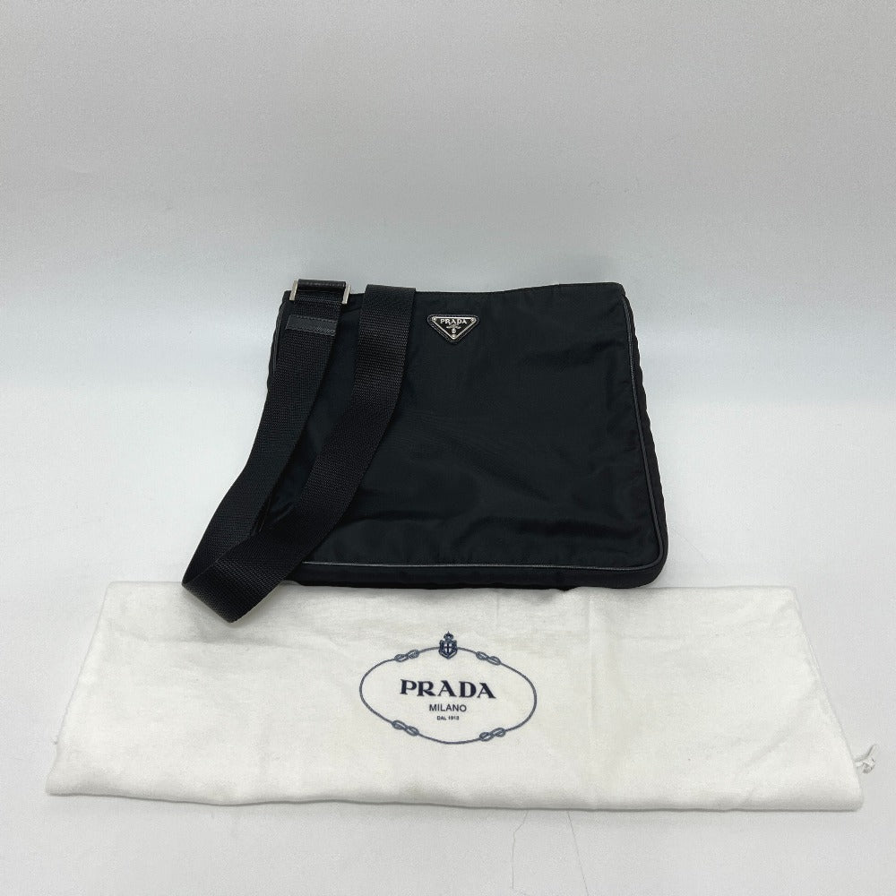 PRADA Shoulder Bag VA0251 Nylon black triangle plate