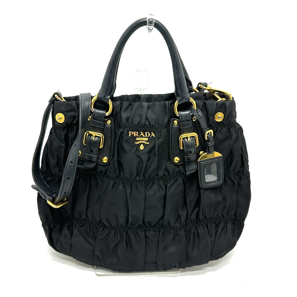 PRADA Tote Bag BN1788 Nylon / leather black Gathered Women Used Authentic