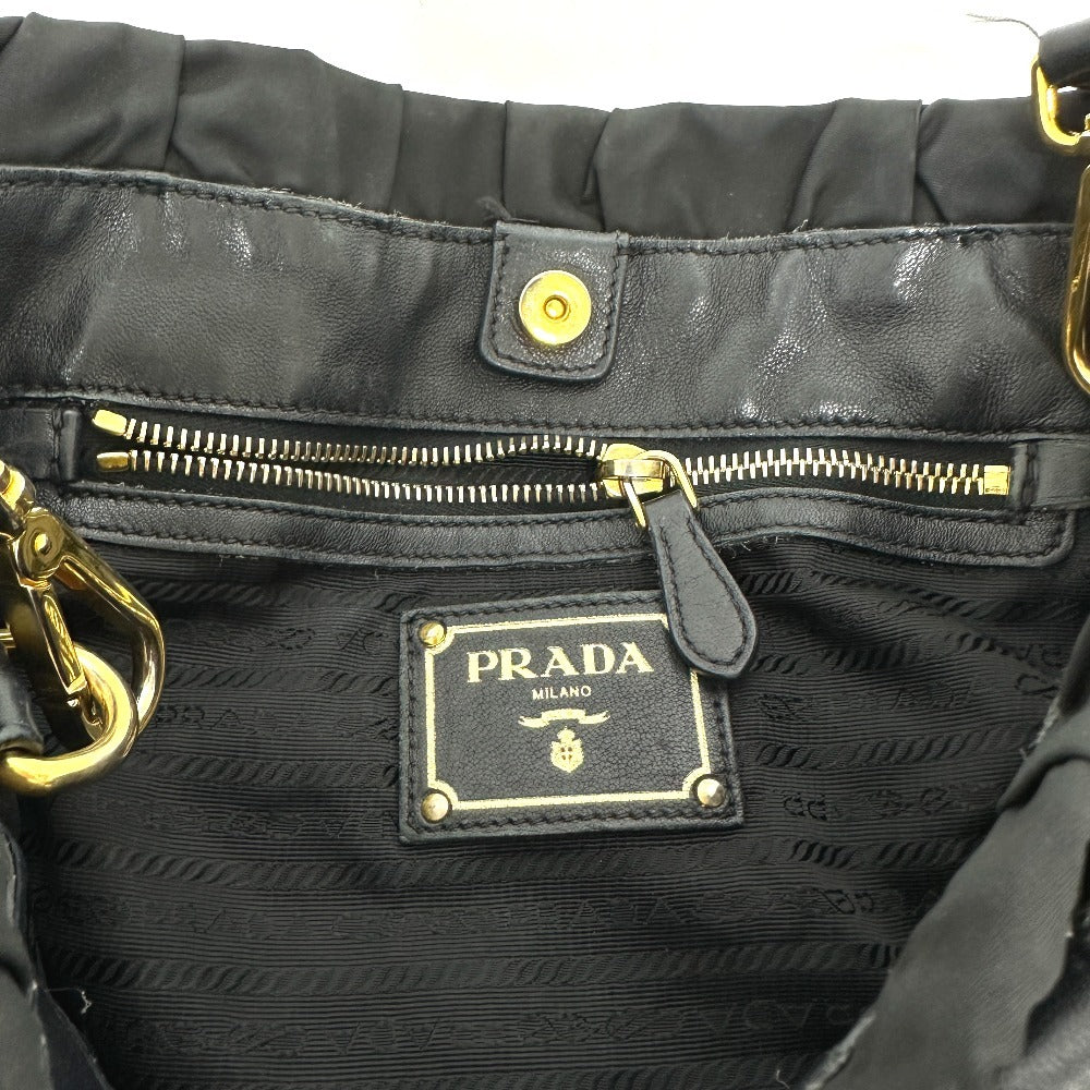 PRADA Tote Bag BN1788 Nylon / leather black Gathered Women Used Authentic