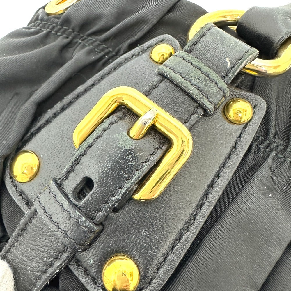PRADA Tote Bag BN1788 Nylon / leather black Gathered Women Used Authentic