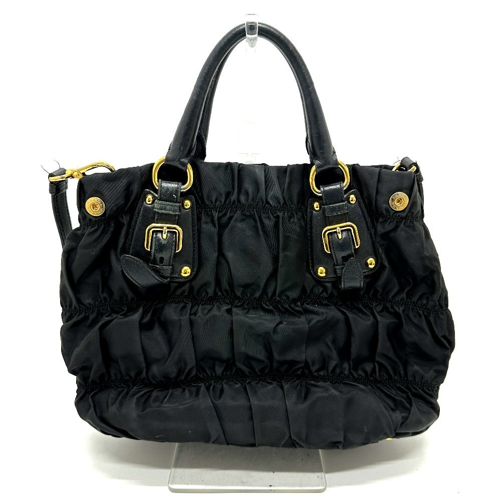 PRADA Tote Bag BN1788 Nylon / leather black Gathered Women Used Authentic