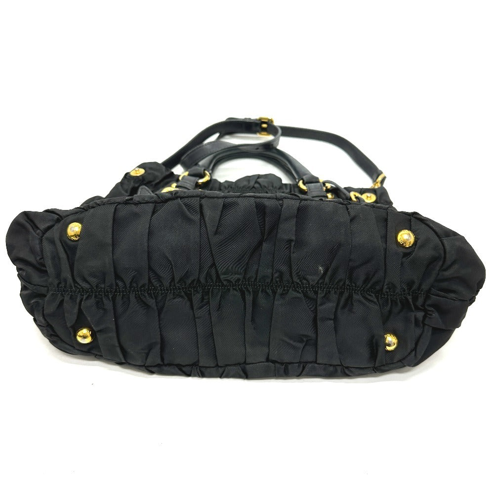 PRADA Tote Bag BN1788 Nylon / leather black Gathered Women Used Authentic
