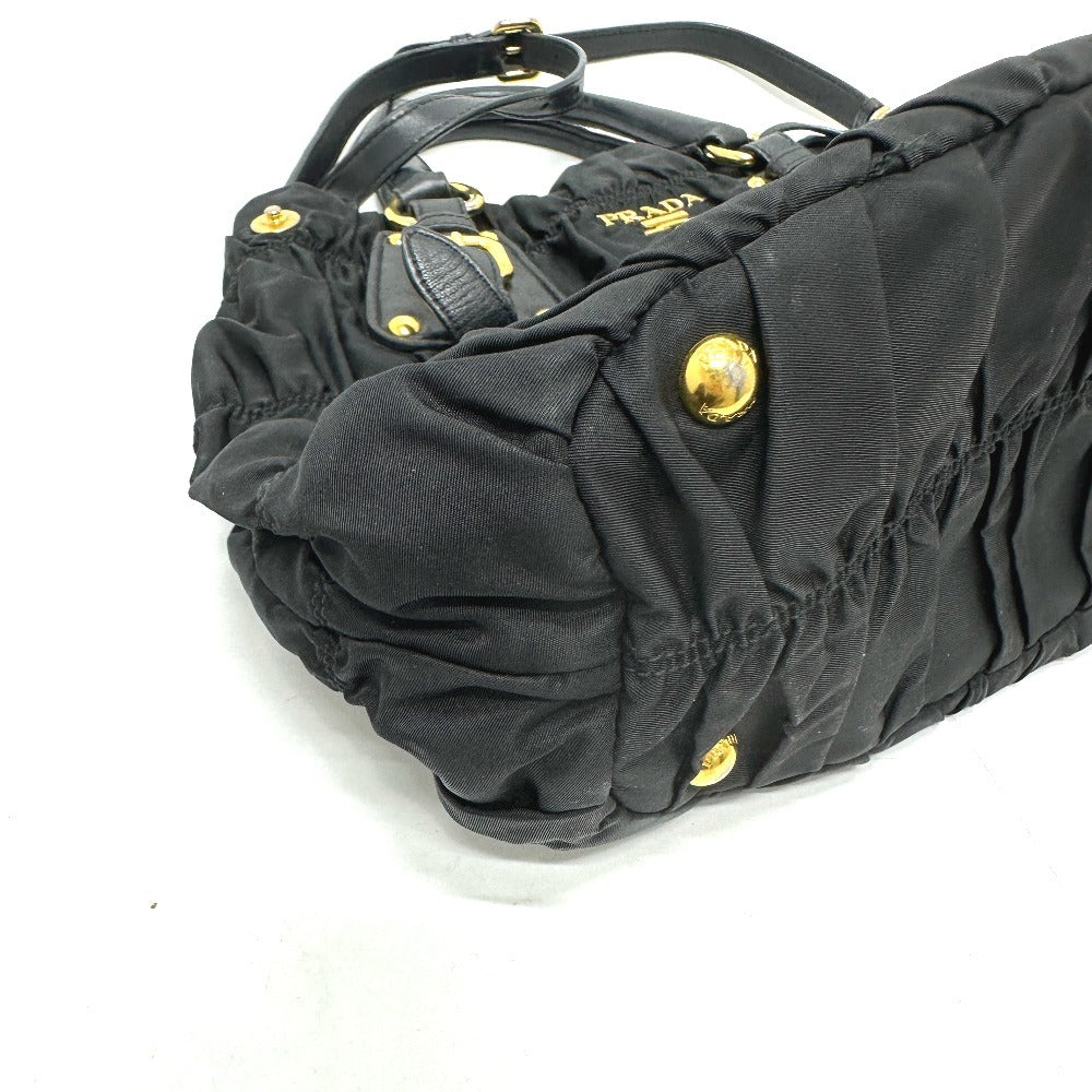 PRADA Tote Bag BN1788 Nylon / leather black Gathered Women Used Authentic