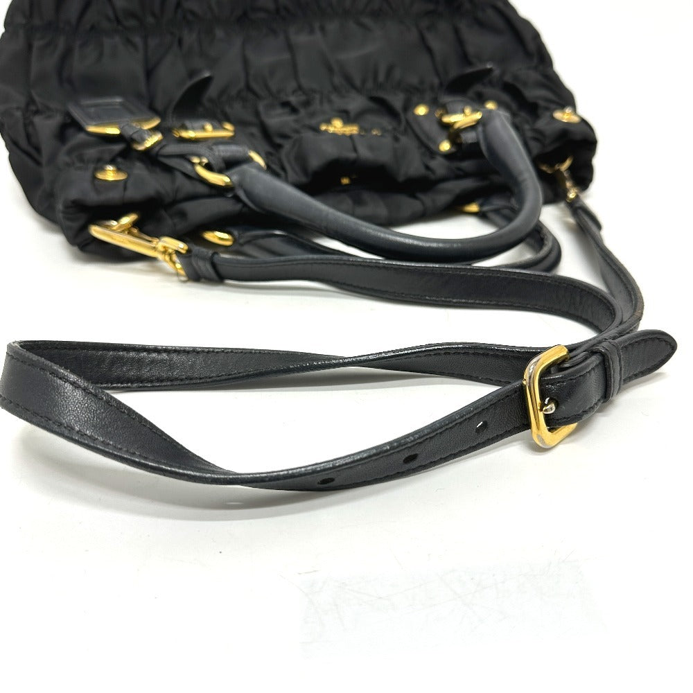 PRADA Tote Bag BN1788 Nylon / leather black Gathered Women Used Authentic