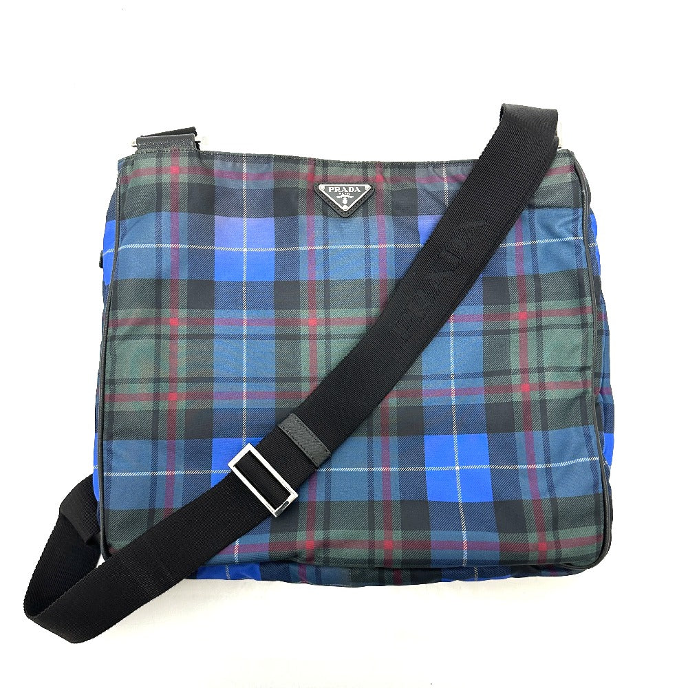 PRADA Shoulder Bag Nylon multicolor Triangle Plate Check Pattern