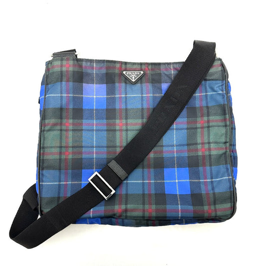 PRADA Shoulder Bag Nylon multicolor Triangle Plate Check Pattern