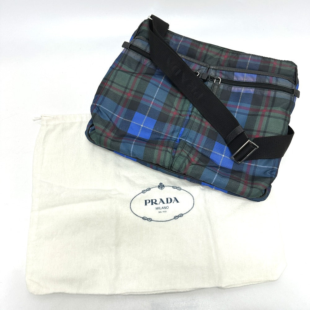 PRADA Shoulder Bag Nylon multicolor Triangle Plate Check Pattern
