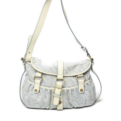 CELINE Shoulder Bag Canvas, Leather light blue Diagonal Women Used Authentic