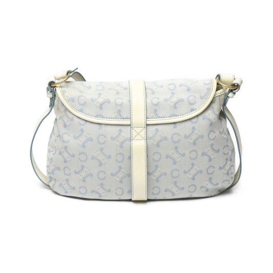 CELINE Shoulder Bag Canvas, Leather light blue Diagonal Women Used Authentic