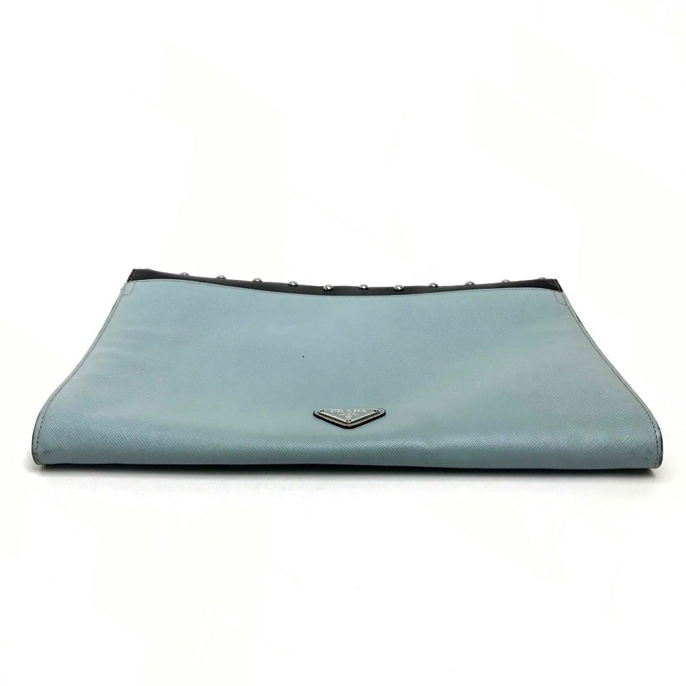 PRADA Clutch bag VR074C leather black Safiano Bijou x studs unisex(Unisex) Used Authentic
