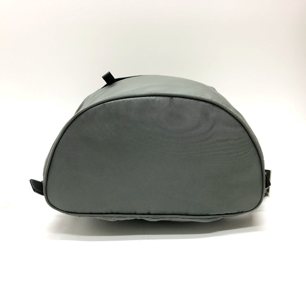 PRADA Backpack BZ0032 leather gray Triangle logo Women Used Authentic
