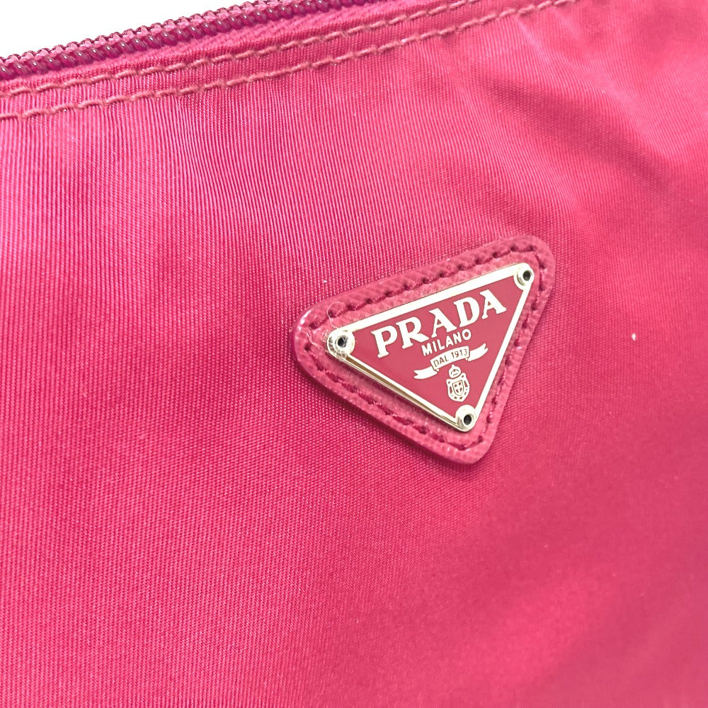 PRADA Pouch Nylon Red triangle plate Women Used Authentic