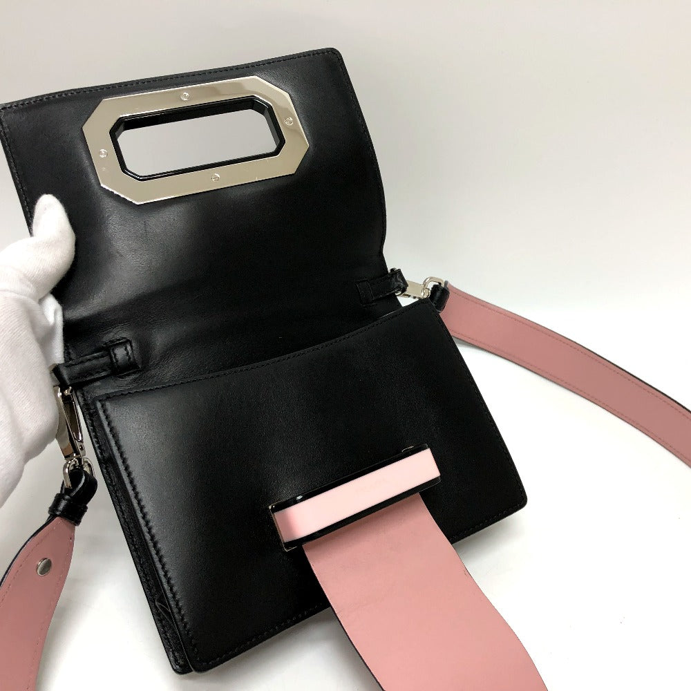 PRADA Shoulder Bag 1BD067 leather black ribbon