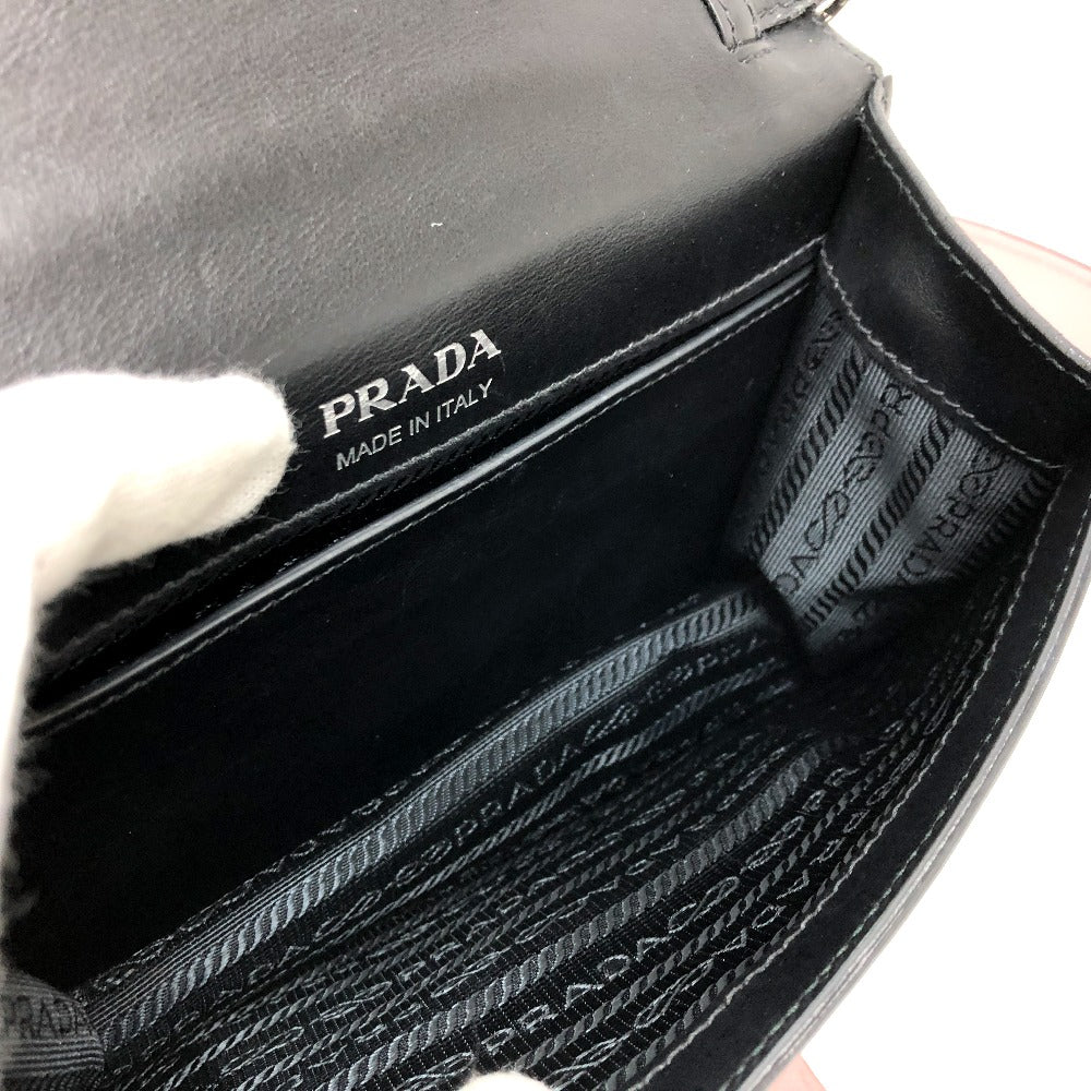 PRADA Shoulder Bag 1BD067 leather black ribbon