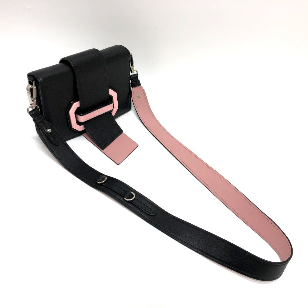 PRADA Shoulder Bag 1BD067 leather black ribbon