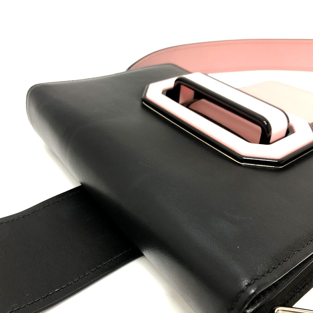 PRADA Shoulder Bag 1BD067 leather black ribbon