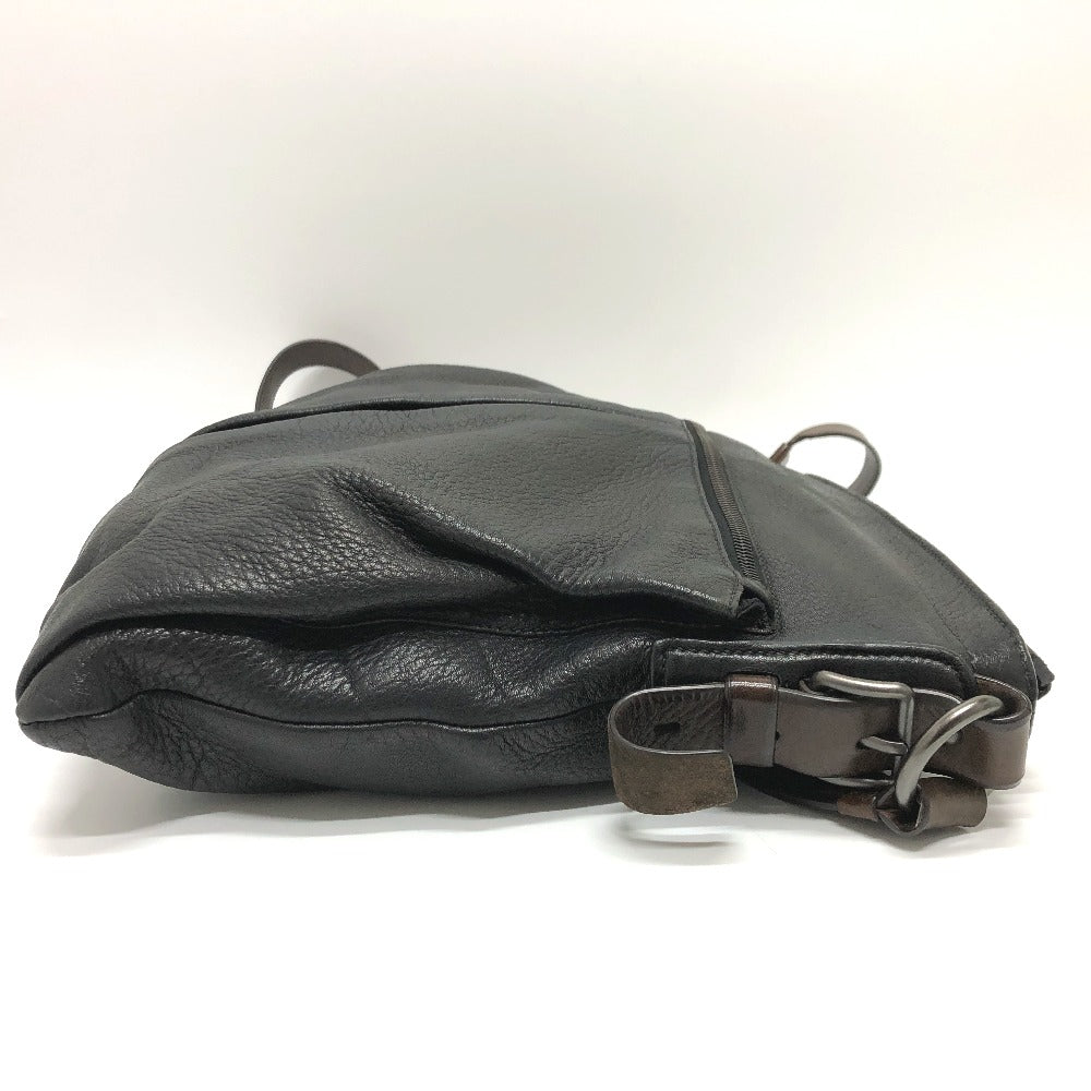 PRADA Shoulder Bag VA0802 leather black Front pocket Women Used Authentic