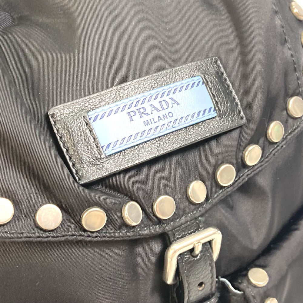 PRADA Backpack 1BZ811 Nylon black logo Studs mens Secondhand Authentic