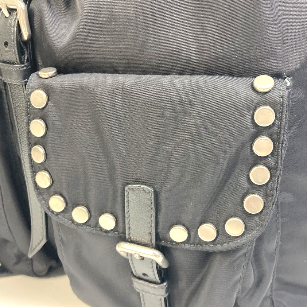 PRADA Backpack 1BZ811 Nylon black logo Studs mens Secondhand Authentic