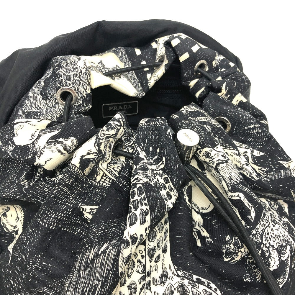 PRADA Backpack 2VZ135 Nylon black Animal total pattern